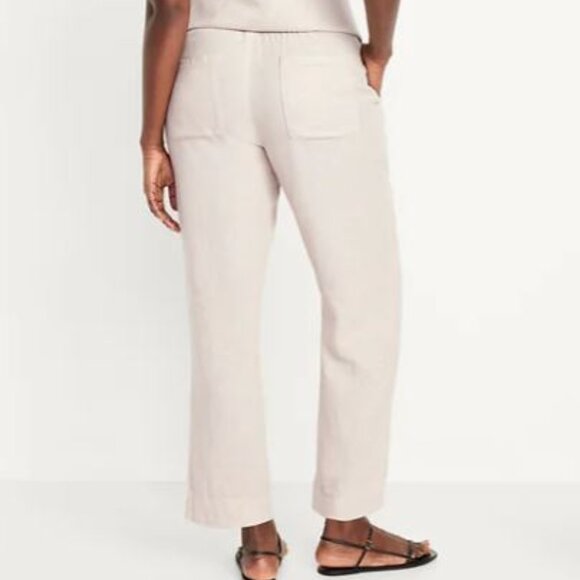 High-Waisted Pull On Linen Ankle Pants XL - Picture 1 of 7